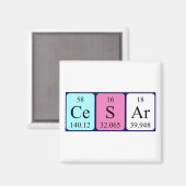 Aimant de nom de table périodique Cesar (Recto/Verso)