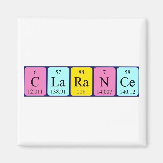 Aimant de nom de table périodique Clarance (Devant)