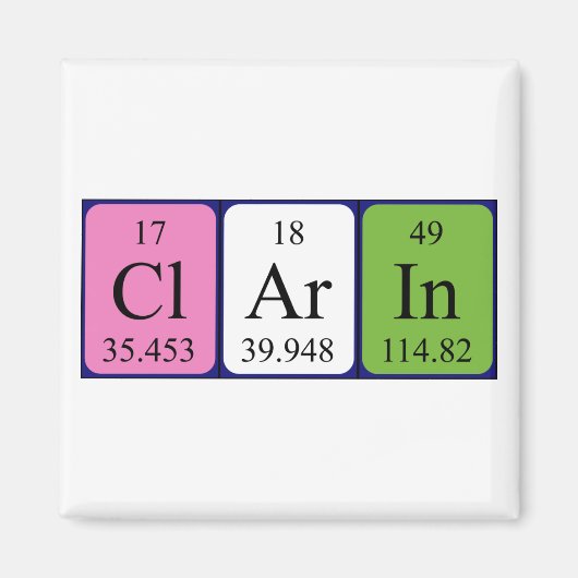 aimant de nom de table périodique Clarin (Devant)