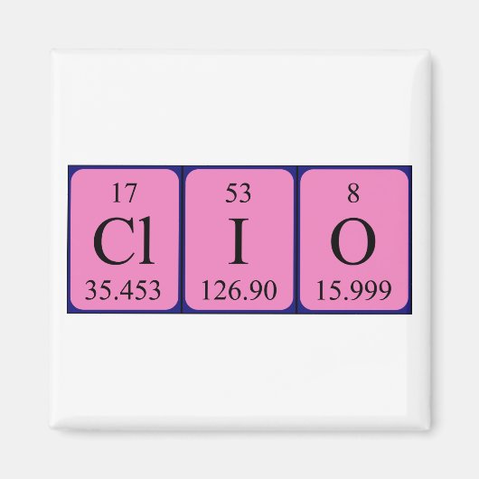 Aimant de nom de table périodique clio (Devant)