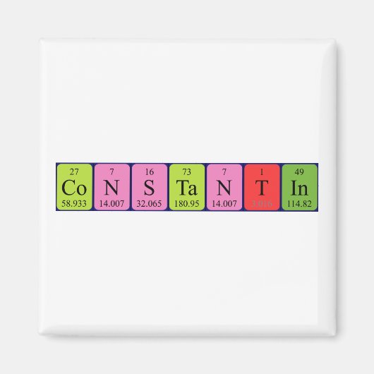Aimant de nom de table périodique Constantin (Devant)
