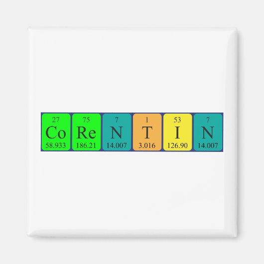 aimant de nom de table périodique Corentin (Devant)