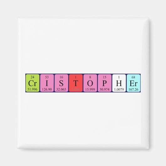 aimant de nom de table périodique Cristopher (Devant)