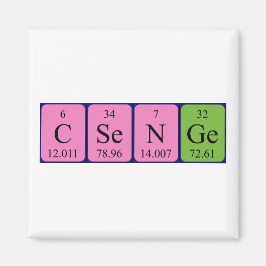 Aimant de nom de table périodique Csenge (Devant)