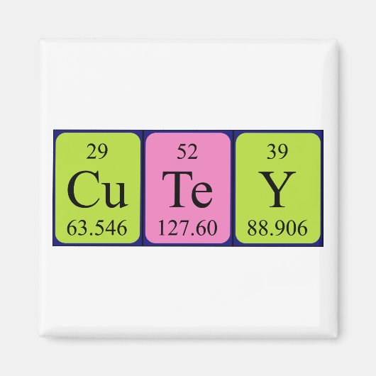 Aimant de nom de table périodique Cutey (Devant)