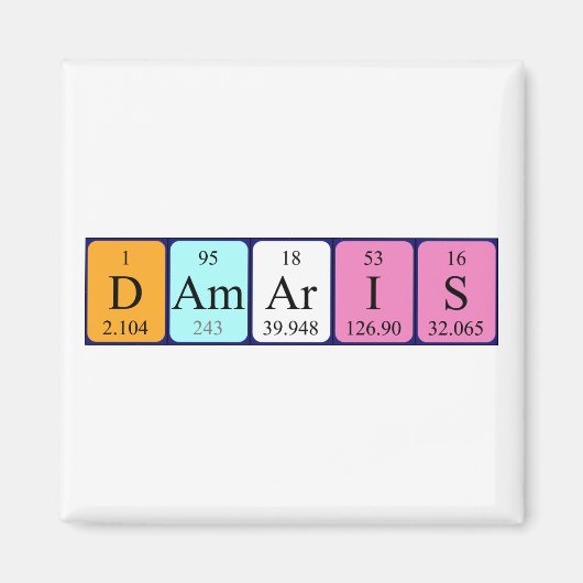 aimant de nom de table périodique Damaris (Devant)