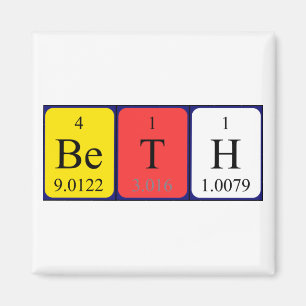 Aimant de nom de table périodique de Beth