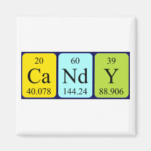 Aimant de nom de table périodique de bonbons