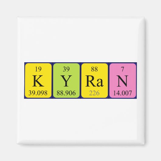 Aimant de nom de table périodique de Kyran (Devant)