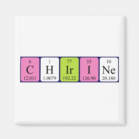 Aimant de nom de table périodique de la chirine (Devant)