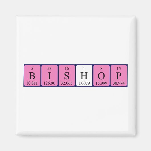 Aimant de nom de table périodique de l'évêque (Devant)