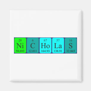 Aimant de nom de table périodique de Nicholas
