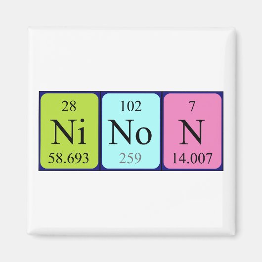Aimant de nom de table périodique de Ninon (Devant)