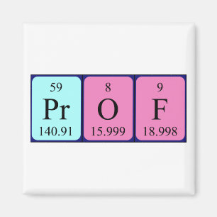 Aimant de nom de table périodique de prof.