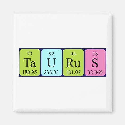 Aimant de nom de table périodique de Taurus (Devant)