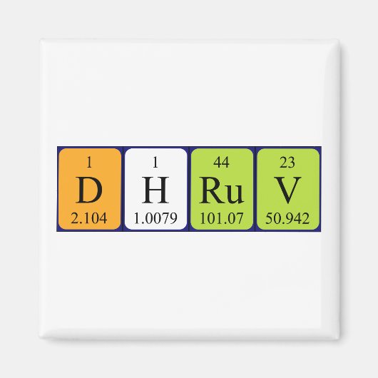 aimant de nom de table périodique Dhruv (Devant)