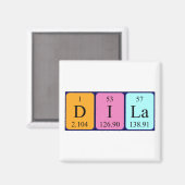 Aimant de nom de table périodique Dila (Recto/Verso)