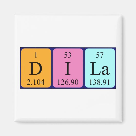 Aimant de nom de table périodique Dila (Devant)