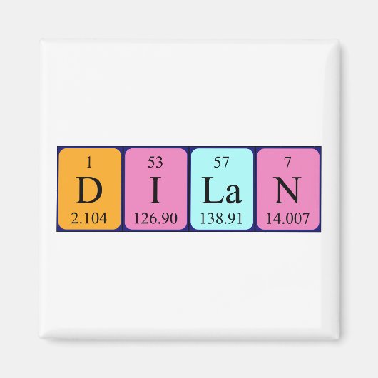 aimant de nom de table périodique Dilan (Devant)