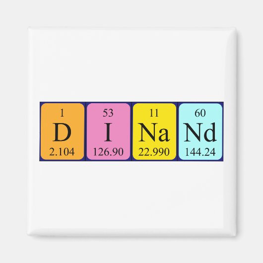 Aimant de nom de table périodique Dinand (Devant)