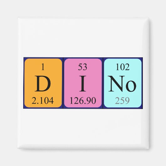 Aimant de nom de table périodique Dino (Devant)