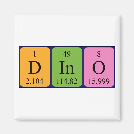 Aimant de nom de table périodique Dino (Devant)