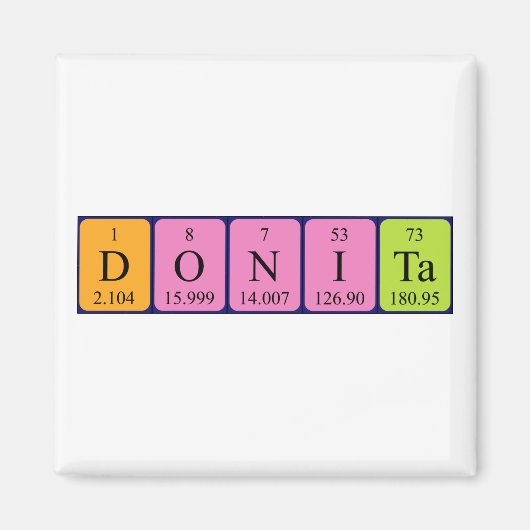 Aimant de nom de table périodique Donita (Devant)