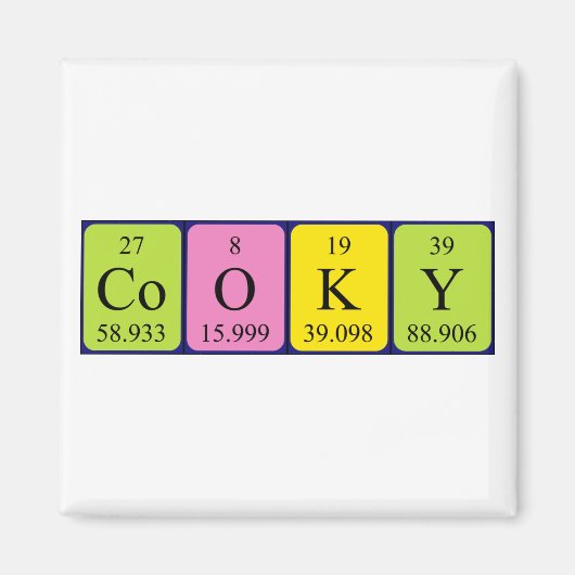 Aimant de nom de table périodique du cookie (Devant)