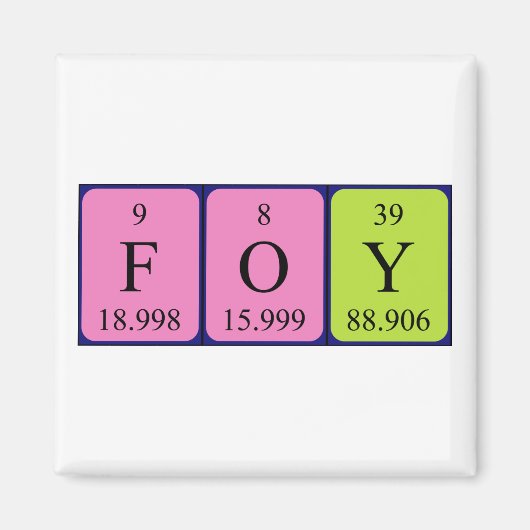 Aimant de nom de table périodique du Foy (Devant)