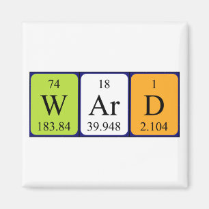 Aimant de nom de table périodique du magasin