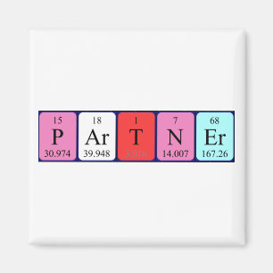 aimant de nom de table périodique du partenaire