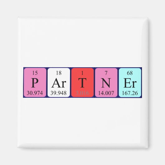 aimant de nom de table périodique du partenaire (Devant)