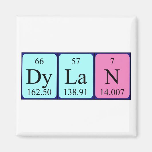 aimant de nom de table périodique Dylan (Devant)