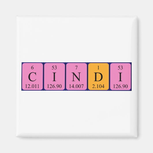 Aimant de nom de table périodique en cindi (Devant)