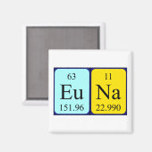 Aimant de nom de table périodique Euna (Recto/Verso)