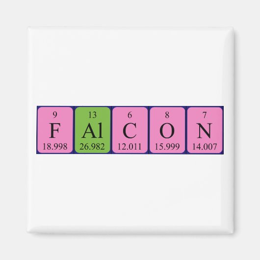 Aimant de nom de table périodique Falcon (Devant)