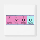 Aimant de nom de table périodique Fatou (Devant)