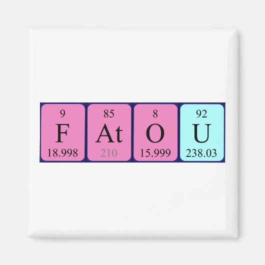 Aimant de nom de table périodique Fatou (Devant)