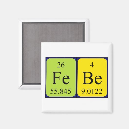 Aimant de nom de table périodique Febe (Recto/Verso)