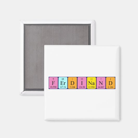 Aimant de nom de table périodique Ferdinand (Recto/Verso)