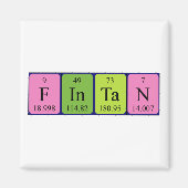 Aimant de nom de table périodique Fintan (Devant)