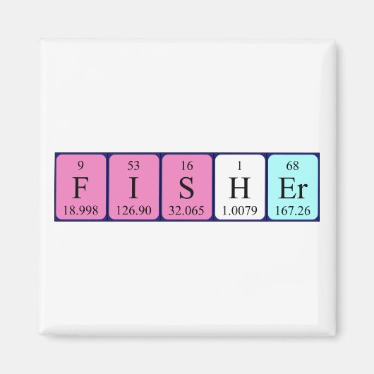Aimant de nom de table périodique Fisher (Devant)