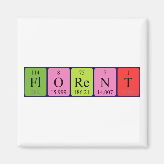 Aimant de nom de table périodique Florent (Devant)