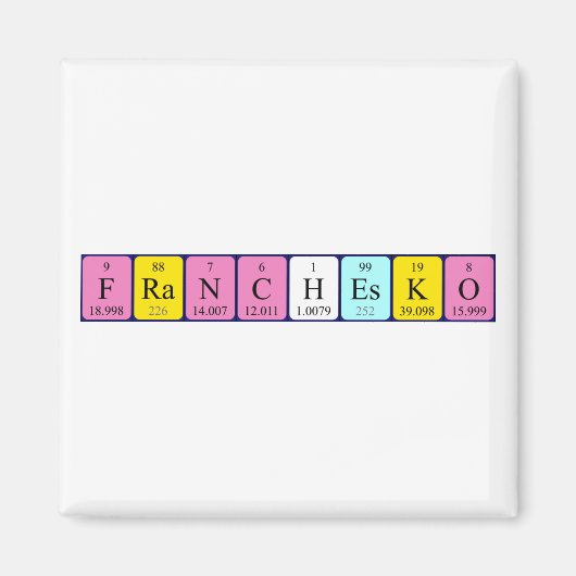 Aimant de nom de table périodique Franchesko (Devant)