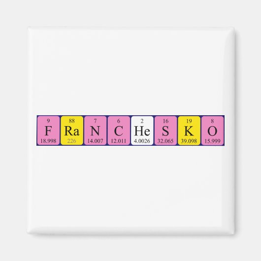 Aimant de nom de table périodique Franchesko (Devant)