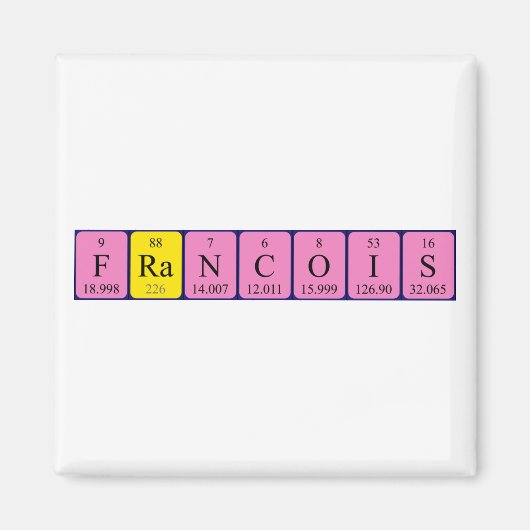 Aimant de nom de table périodique François (Devant)