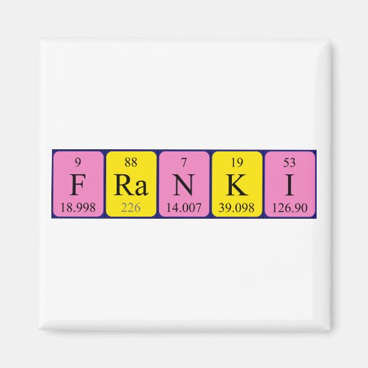 Aimant de nom de table périodique Franki (Devant)