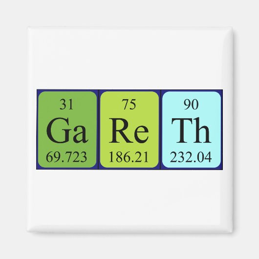 Aimant de nom de table périodique Gareth (Devant)