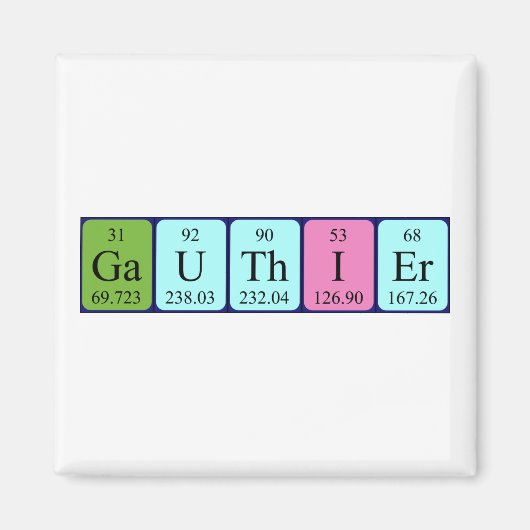 aimant de nom de table périodique Gauthier (Devant)
