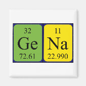 Aimant de nom de table périodique Gena (Devant)